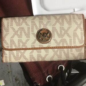 Michael Kors Beige and Brown Women's Wallet